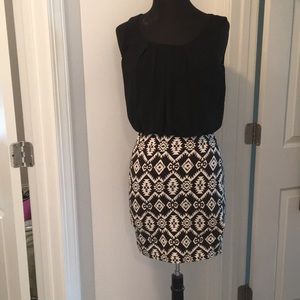 One piece attached black and white dress!